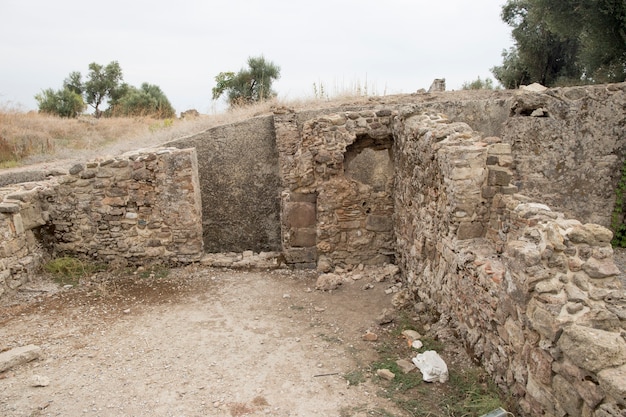 The ruined walls of ancient Side  city Turkey