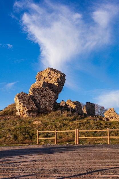 Ruins of the abandoned medieval castle of Aidone called Castellaccio