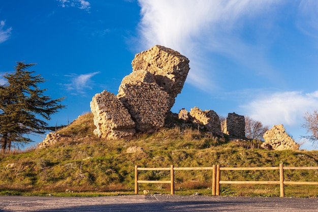 Ruins of the abandoned medieval castle of Aidone called Castellaccio