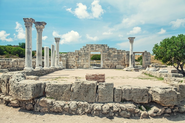 Ruins of ancient city Khersones in Sevastopol at Crimea