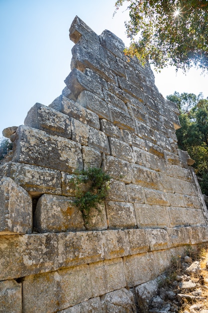 Ruins of the ancient city of Termessos without tourists near Antalya in Turkey