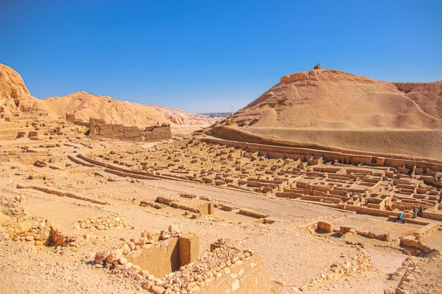 Ruins of ancient Deir elMedina one of the group of Theban necropolises