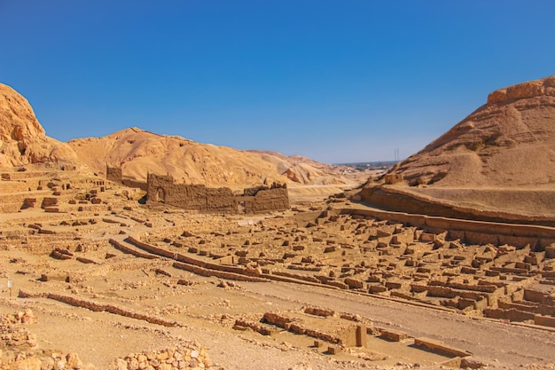 Ruins of ancient Deir elMedina one of the group of Theban necropolises