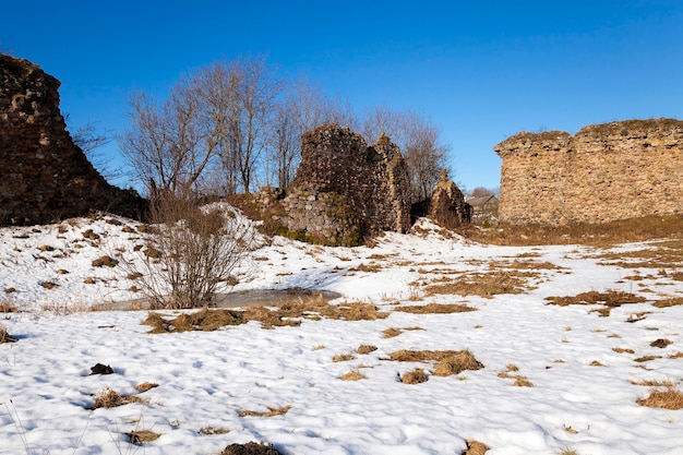 The ruins of an ancient fortress, located in the village of Krevo Belarus