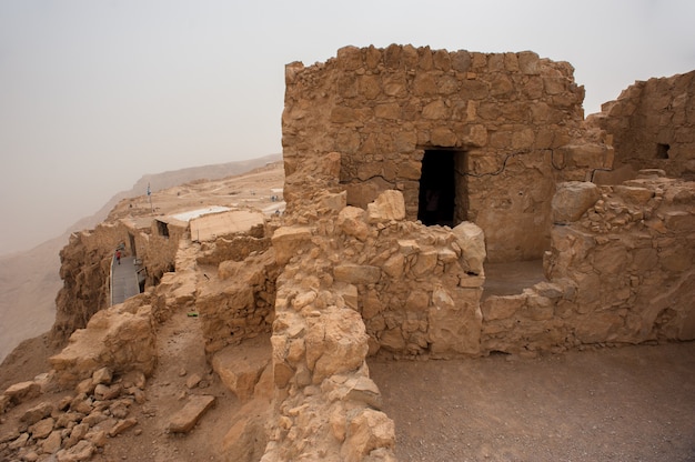 Photo ruins of the ancient fortress of massada in israel.