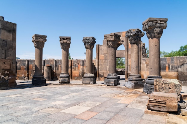 The ruins of the ancient monastery of Zvarnots in Yerevan Armenia