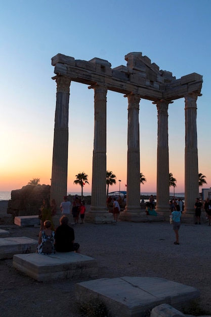 Ruins of an ancient Roman city founded in the 7th century BC Columns of the ancient temple of Apollo