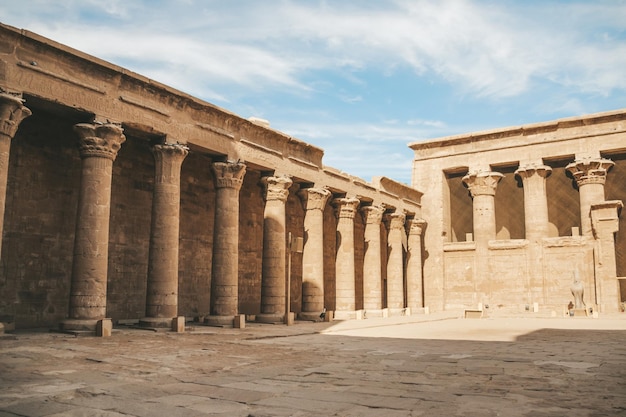 The ruins of the ancient temple of Horus in Edfu Egypt