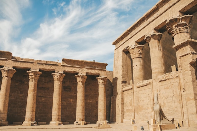 The ruins of the ancient temple of Horus in Edfu Egypt