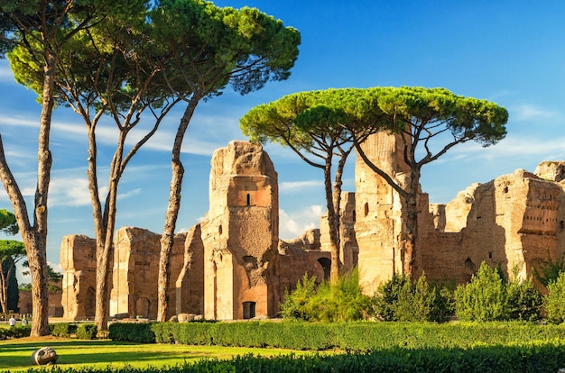 The ruins of the Baths of Caracalla in Rome Italy