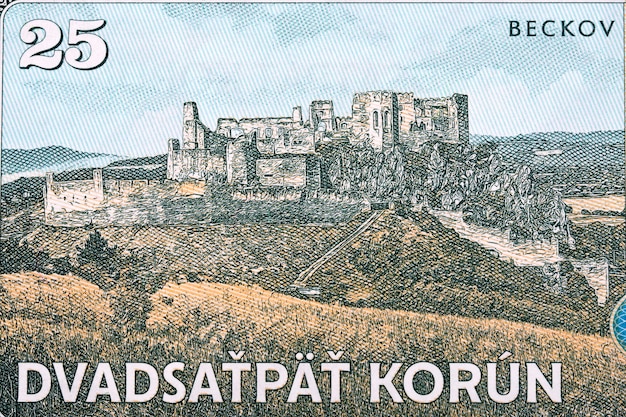 Ruins of Beckov Castle from money