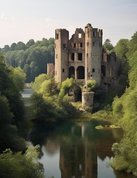 Photo the ruins of a castle within