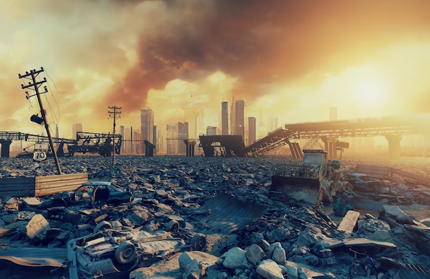 Ruins of a city Apocalyptic landscape