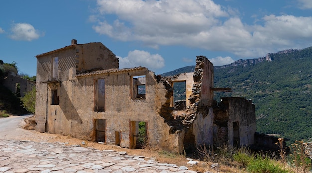 ruins of the ghost town of Gairo central Sardinia