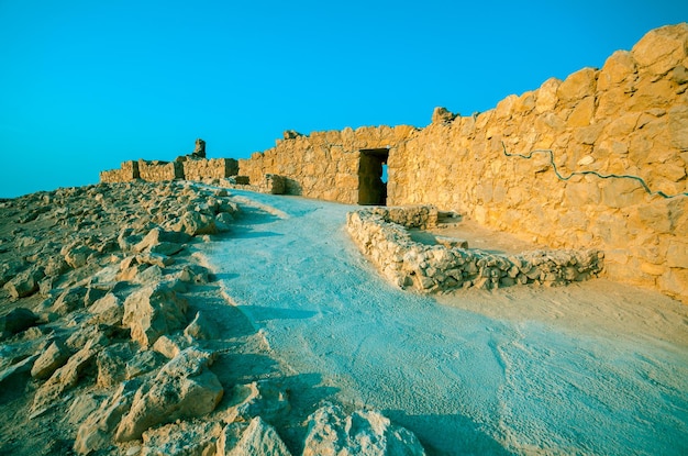 Ruins of King Herod's palace in Judaean Desert Mount Yair Masada