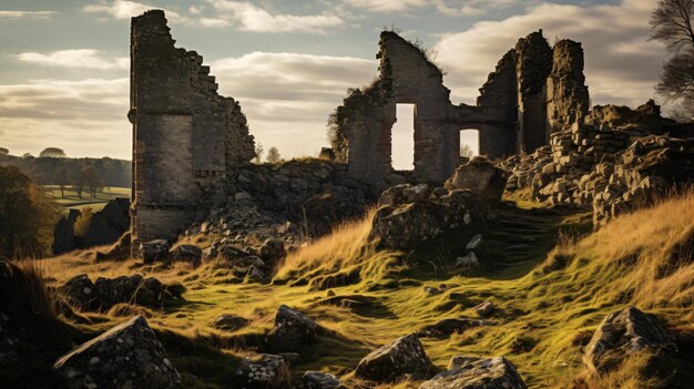 Photo ruins of a medieval castle in the village