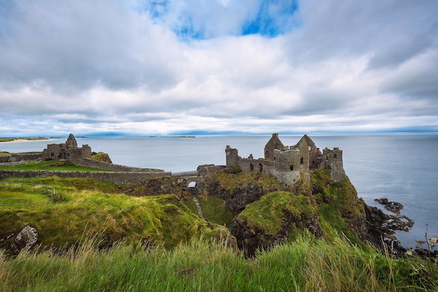 Ruins of the medieval Dunluce Castle in Northern Ireland