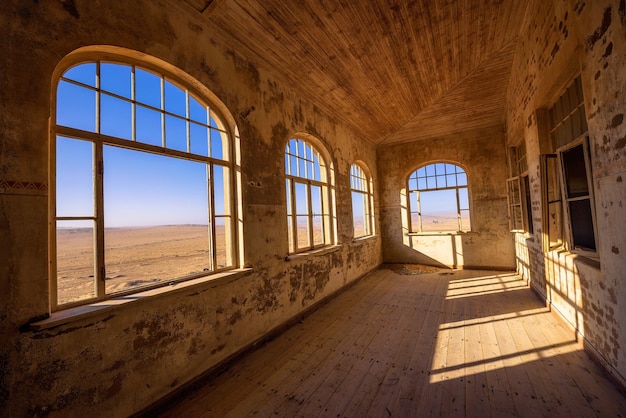 Ruins of the mining town Kolmanskop in the Namib desert near Luderitz in Namibia