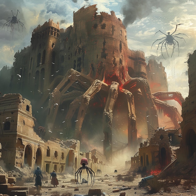 Ruins of a onceadvanced civilization with scavengers and mutated creatures