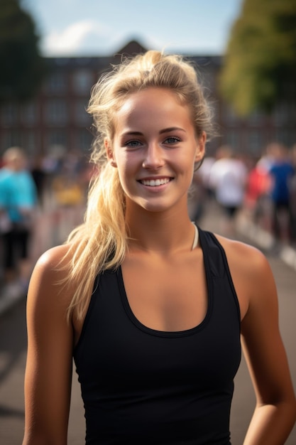 A runner girl after the race Created with generative AI technology