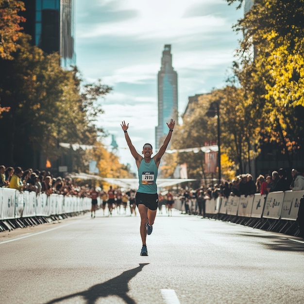 a runner is running down the road with the number 1 on her shirt