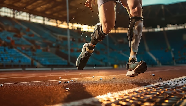 Photo a runner is running on a track with a crowd of people watching