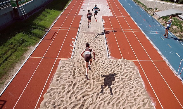 a runner is running on a track with the number 1 on it