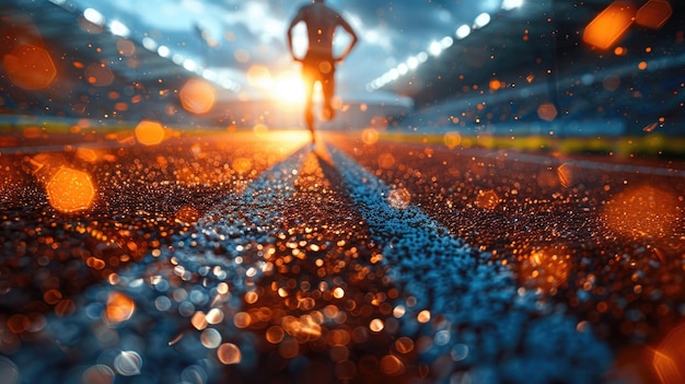 Photo runner in the rain on a track