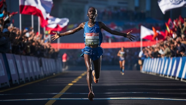 a runner with the number 1 on his back is running down the track