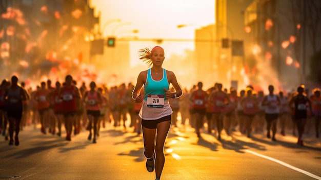 a runner with the number 37 on the back is running down the street.