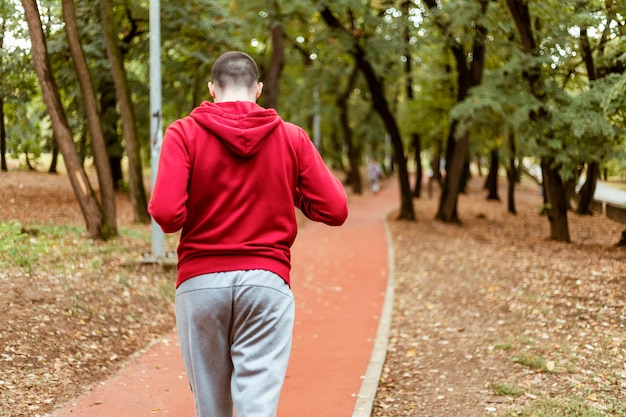 Running in autumn. Healthy lifestyle concept.