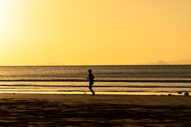 Running by the sea evening 