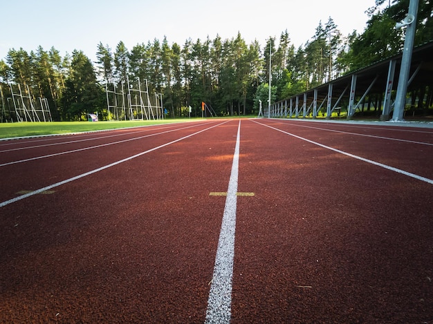 Running tracks in a sports stadium