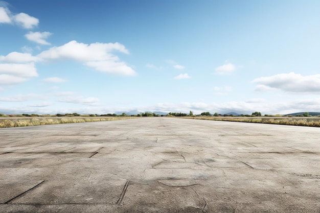 Photo the runway to nowhere a concrete path leading into the distant horizon on white or png transparent background