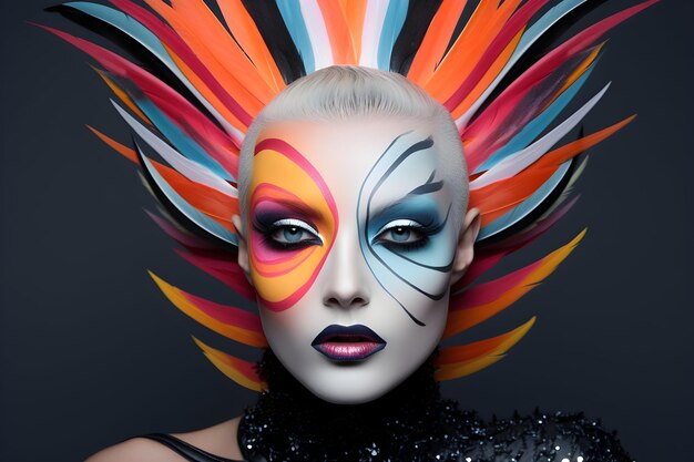 Runway ready fashion featuring avant garde makeup and hairstyles