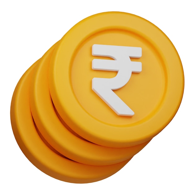 rupee coin 3d icon isolated on the transparent background