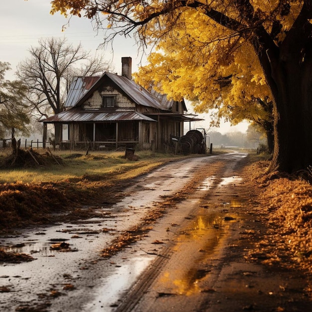 Rural Beauty in Autumns Embrace Autumn Landscape Photo