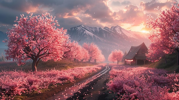 a rural country road with a mountain in the background