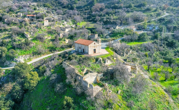 Rural depopulation in Cyprus Panagia church and abandoned village Korfi