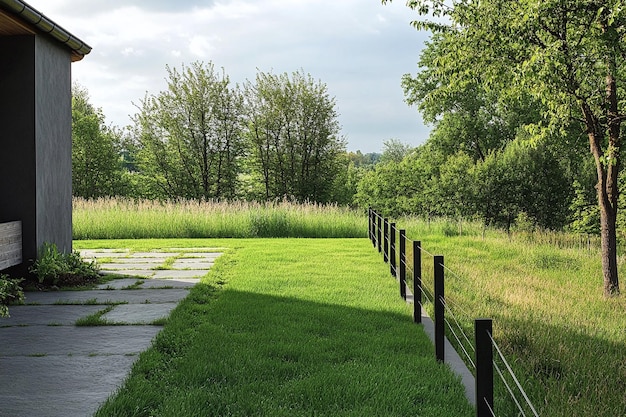 Rural Home with Expansive Green Lawns and Fences