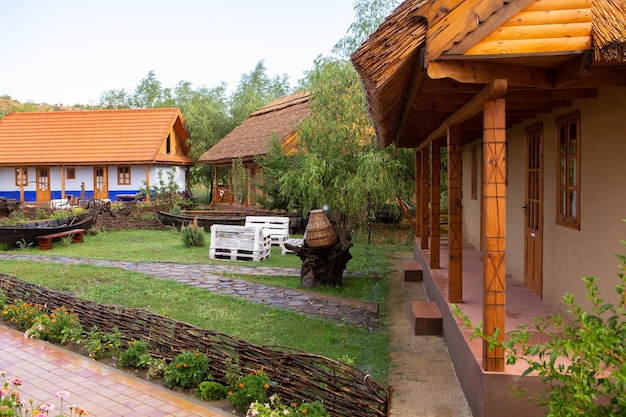 Rural house made of clay and clay roof