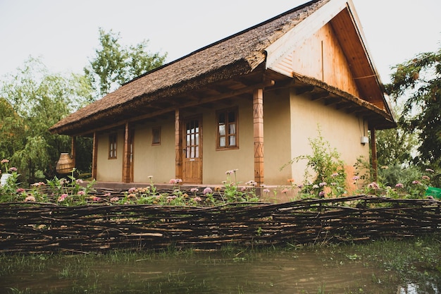 Rural house made of clay and clay roof