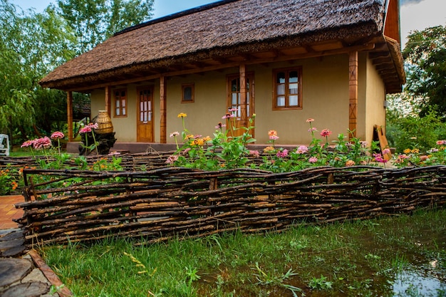 Rural house made of clay and clay roof