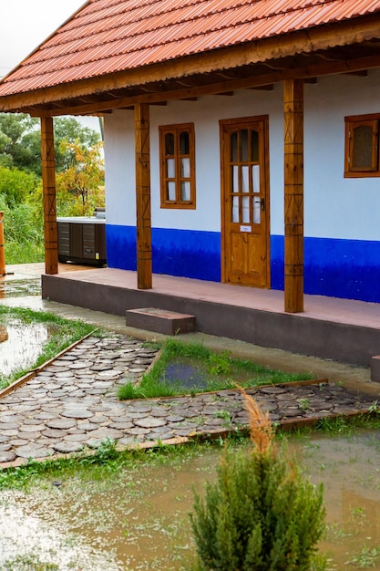 Rural house made of clay and clay roof