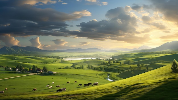 Rural pastures farmland landscape