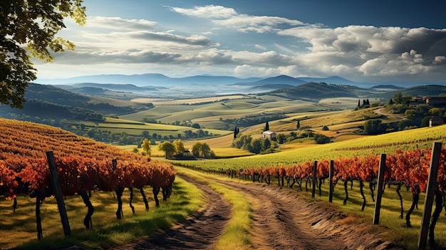 Rural scene in Tuscany Italy at fall day