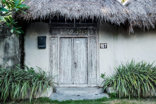 Rural village in Asian style with straw roof