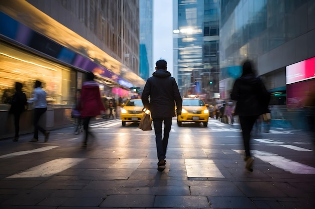 Rush hour with people with long exposure