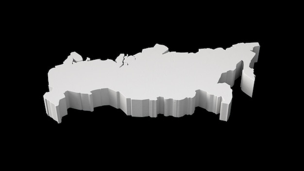 Russia 3D map Geography Cartography and topology map 3D illustration