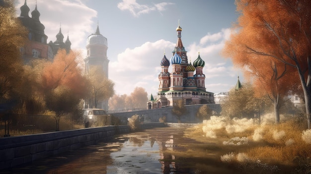 Russia city artwork ancient cultures architecture religion and famous places spatial concept art